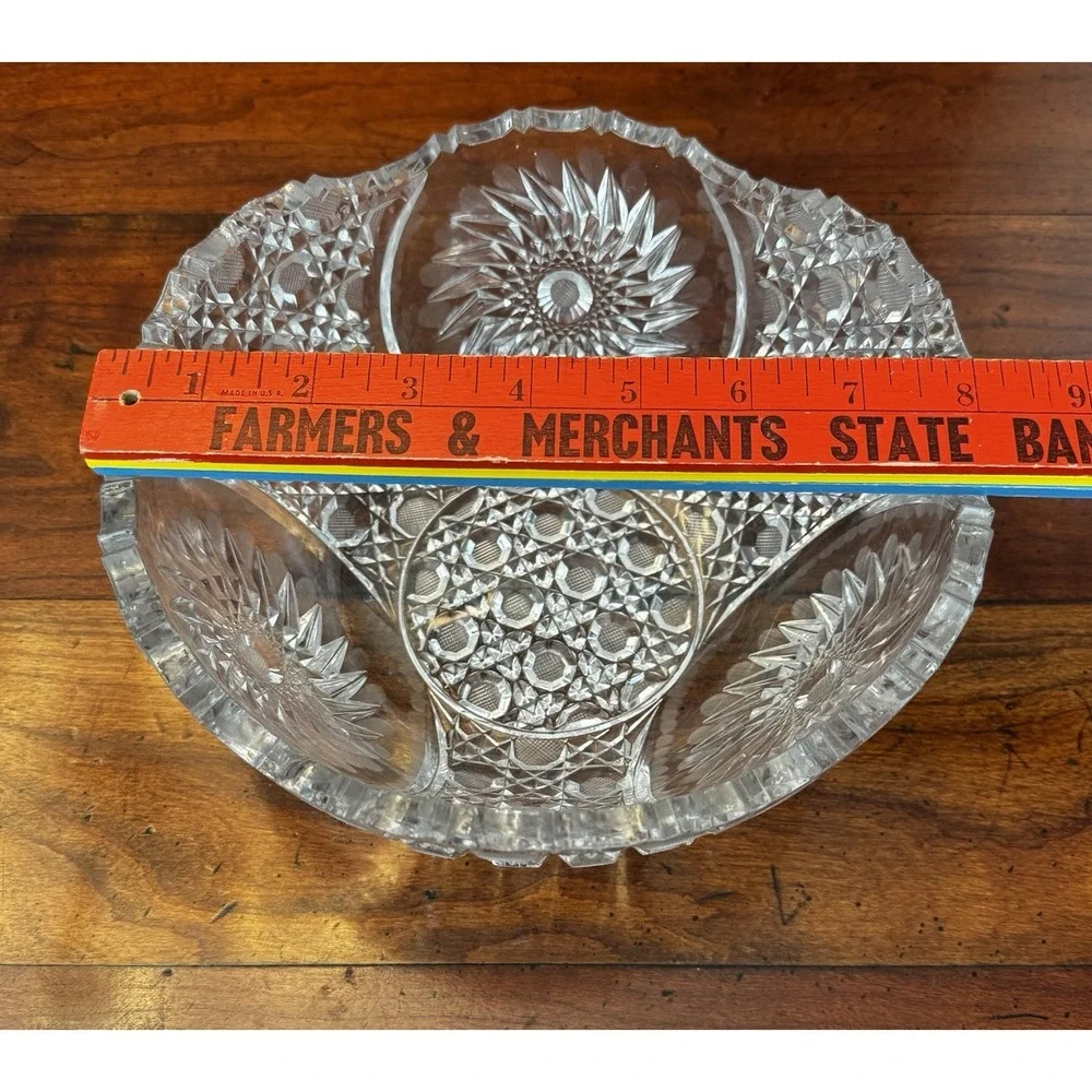 Vintage Cut‎ Glass Crystal Serving Bowl 8